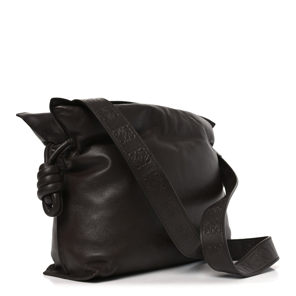 Calfskin Flamenco Puffer Knot Bag Dark Brown