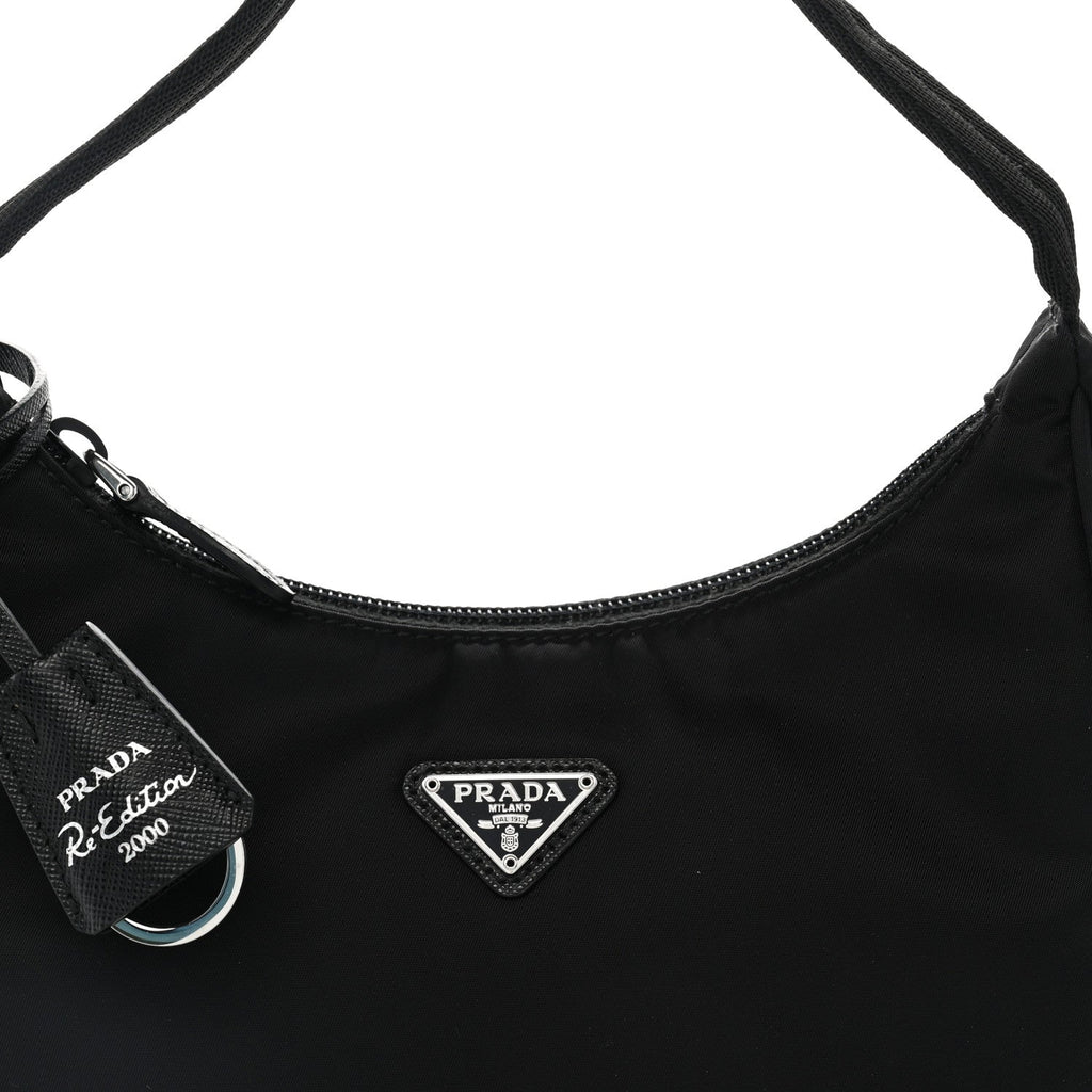 Tessuto Nylon Saffiano Mini Re-Edition 2000 Bag Black