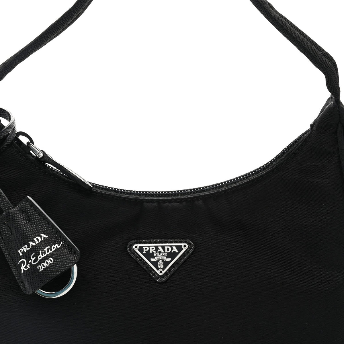 Tessuto Nylon Saffiano Mini Re-Edition 2000 Bag Black