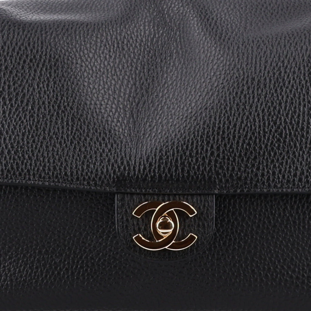 Grained Calfskin Small Souplissimo Maxi Flap Black