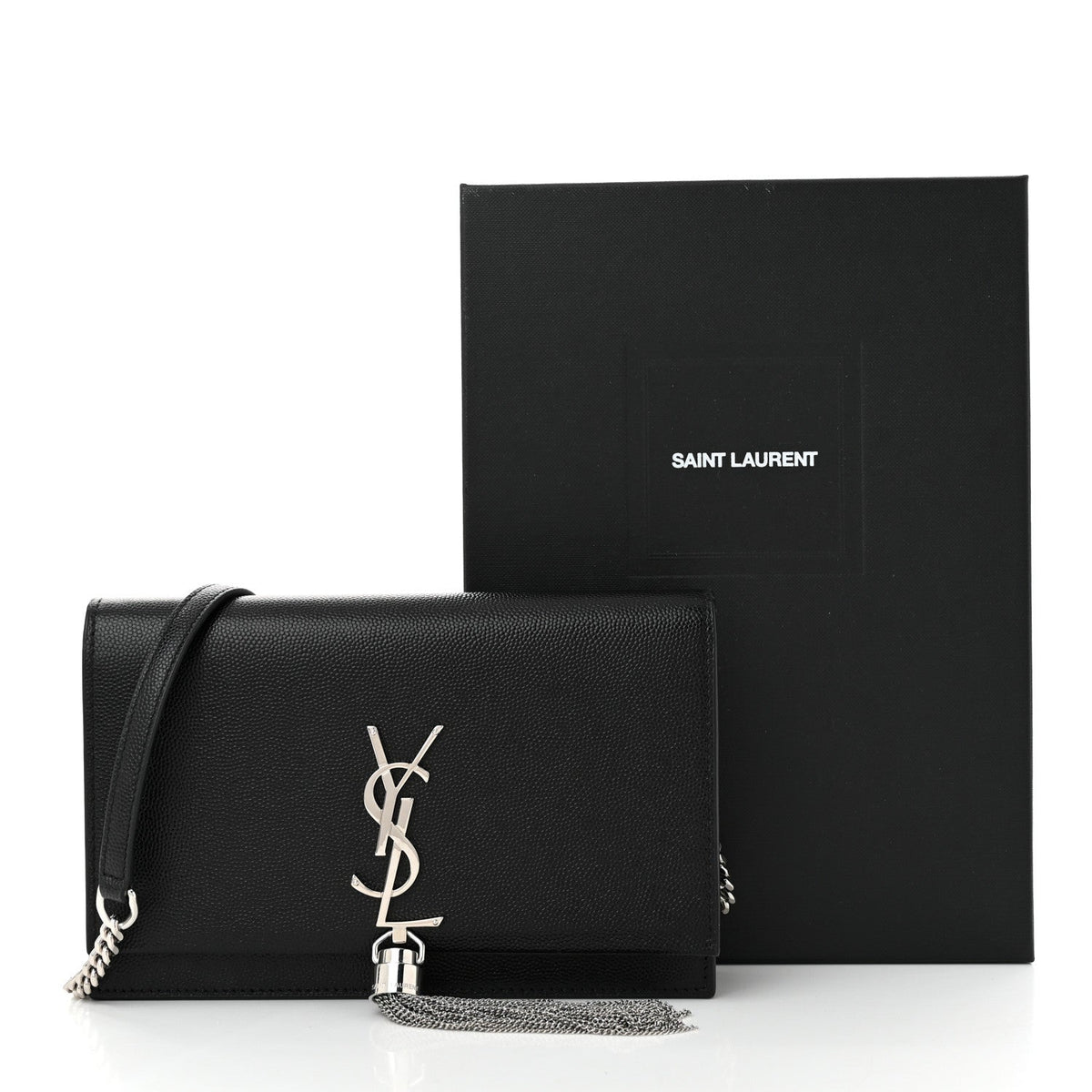 Grain De Poudre Classic Monogram Kate Tassel Chain Wallet Black