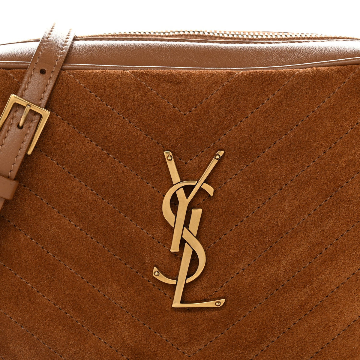 Suede Matelasse Monogram Lou Camera Bag Cinnamon
