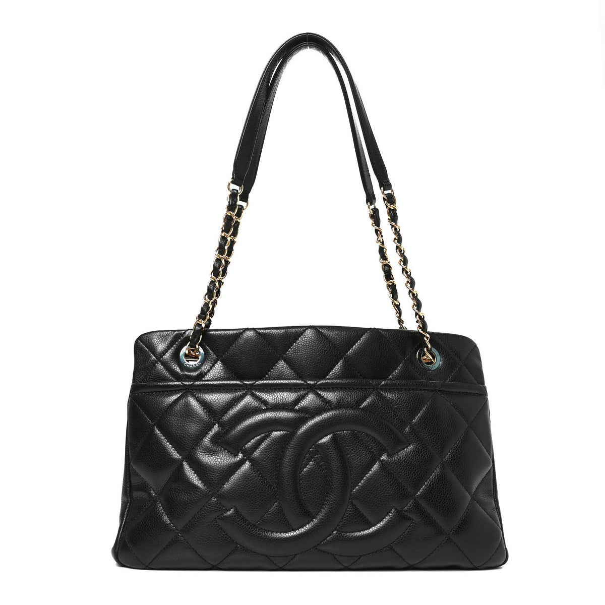 Caviar Quilted Timeless CC Soft Tote Black