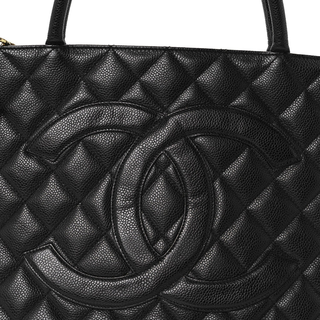 Caviar Quilted Medallion Tote Black