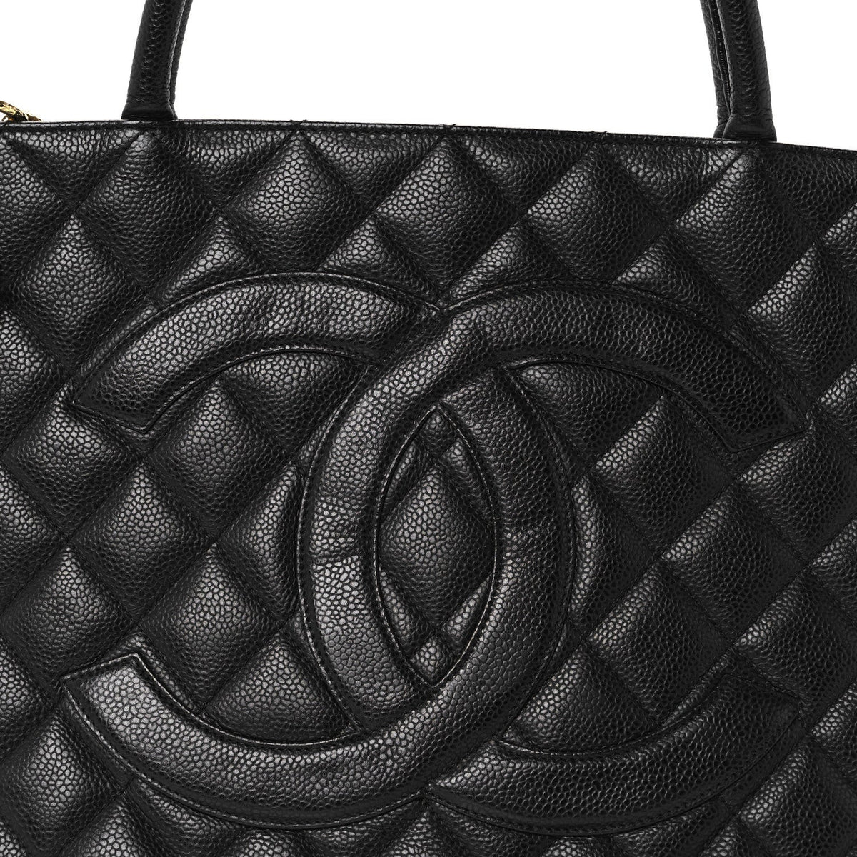 Caviar Quilted Medallion Tote Black