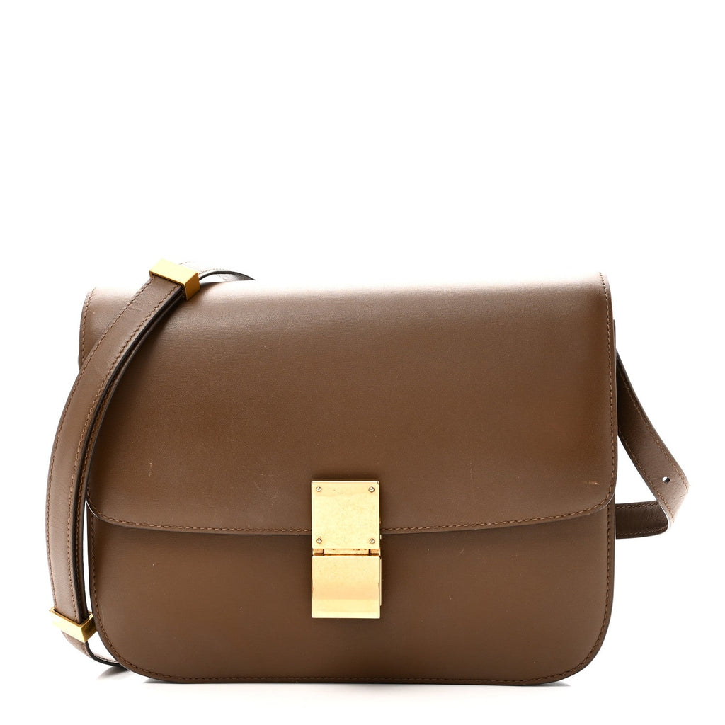 Box Calfskin Medium Classic Box Flap Bag Camel