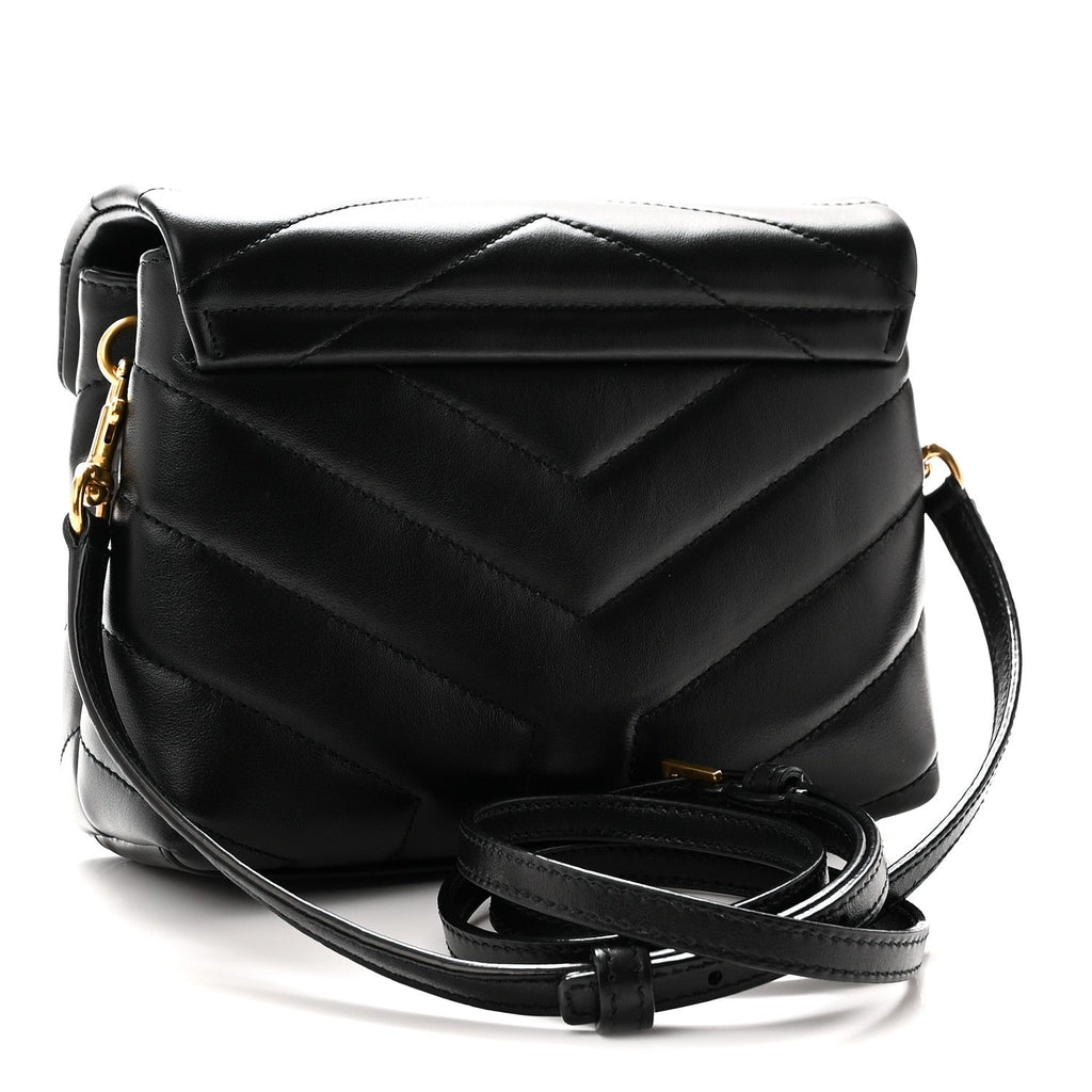Calfskin Y Quilted Monogram Toy Loulou Crossbody Bag Black
