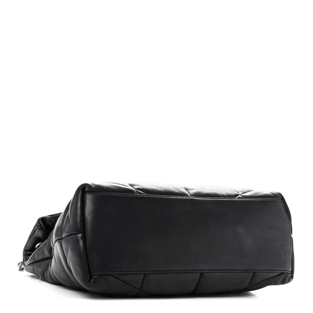 Lambskin Quilted Medium Loulou Puffer Monogram Chain Satchel Black