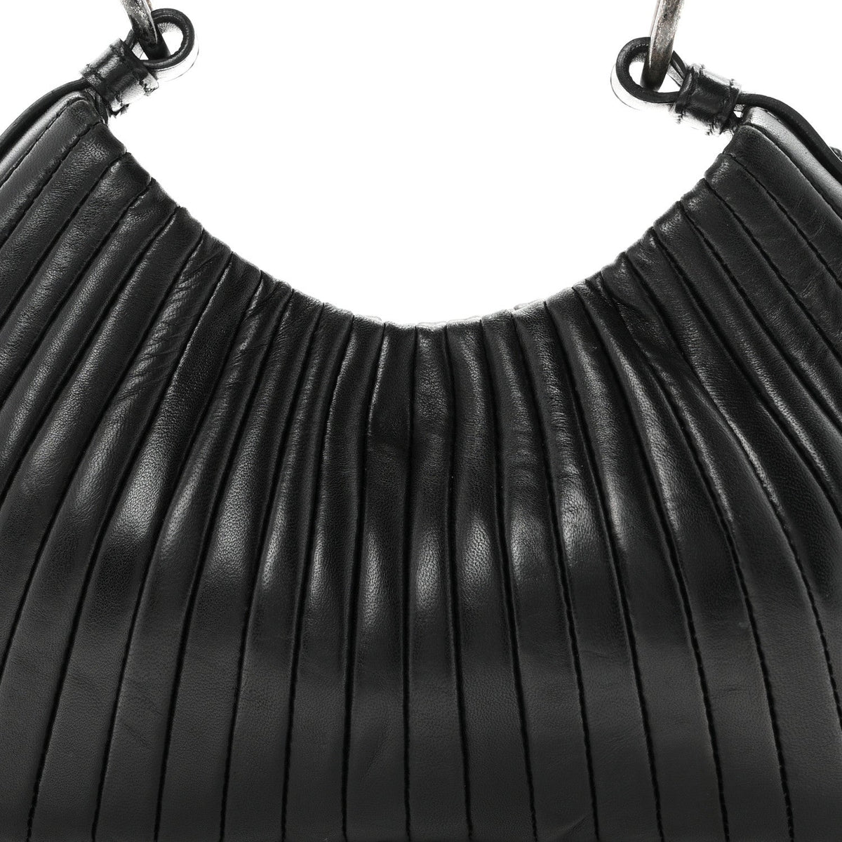 Pleated Lambskin Horn Mini Mombasa Hobo Black