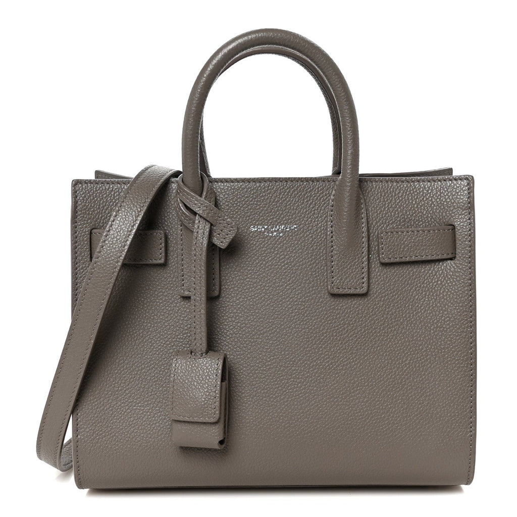 Grained Calfskin Topstich Baby Sac De Jour Fog