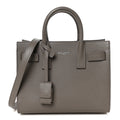 Grained Calfskin Topstich Baby Sac De Jour Fog