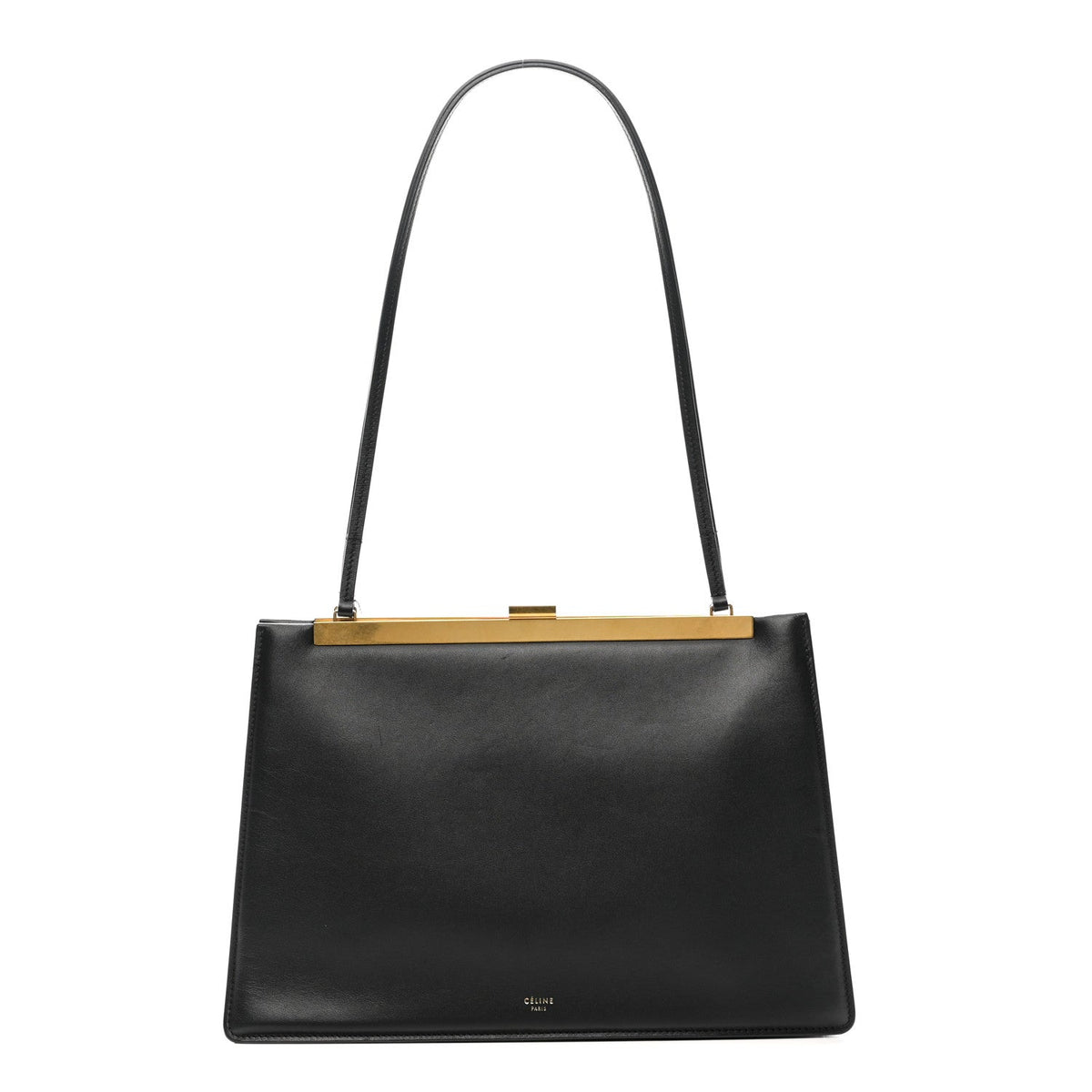 Smooth Calfskin Medium Clasp Shoulder Bag Black