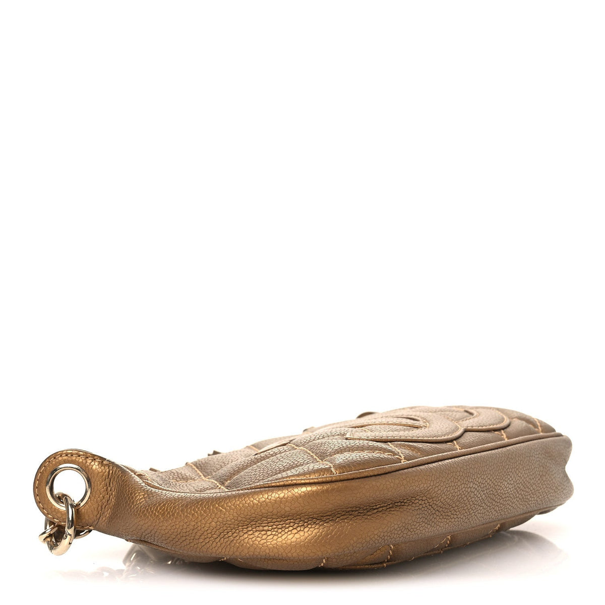 Metallic Caviar Quilted Timeless CC Shoulder Bag Gold