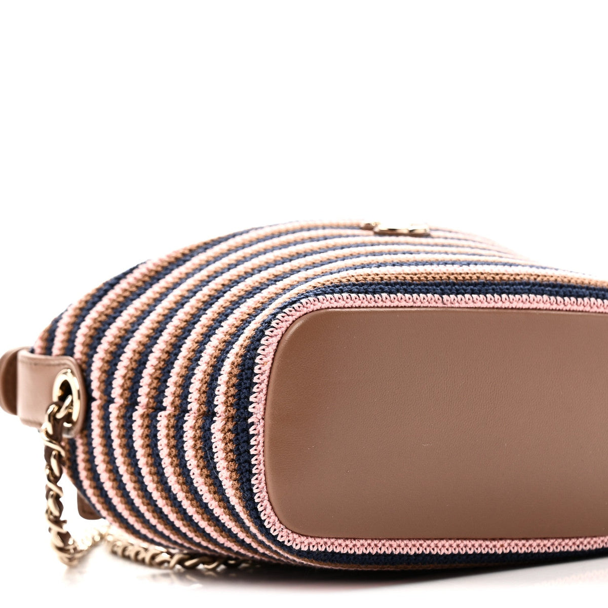 Crochet Lambskin Coco Crochet Hobo Clutch With Chain Brown Pink Navy