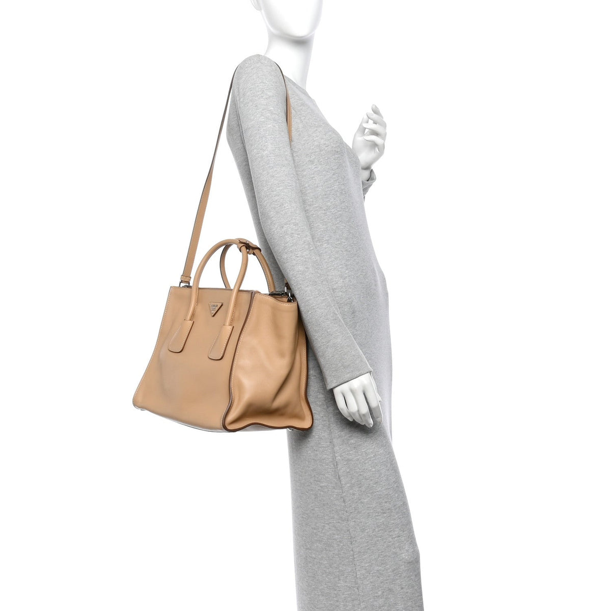 City Calf Twin Pocket Tote Noisette