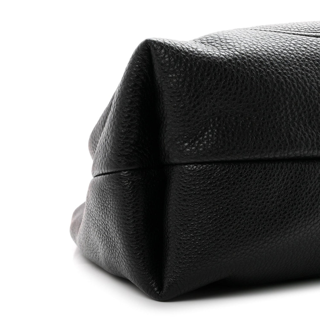 Grained Calfskin Softbit Maxi Shoulder Bag Black