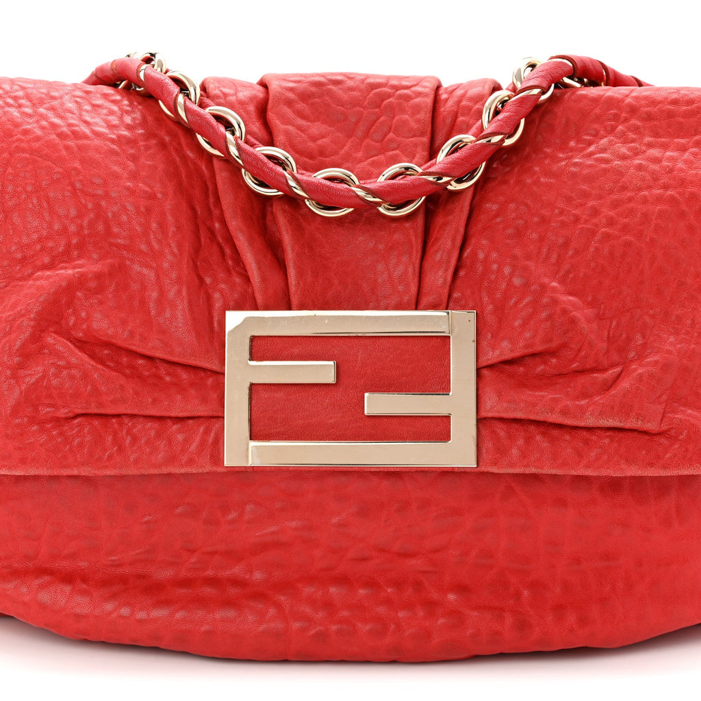 Crinkled Lambskin Mia Shoulder Flap Red