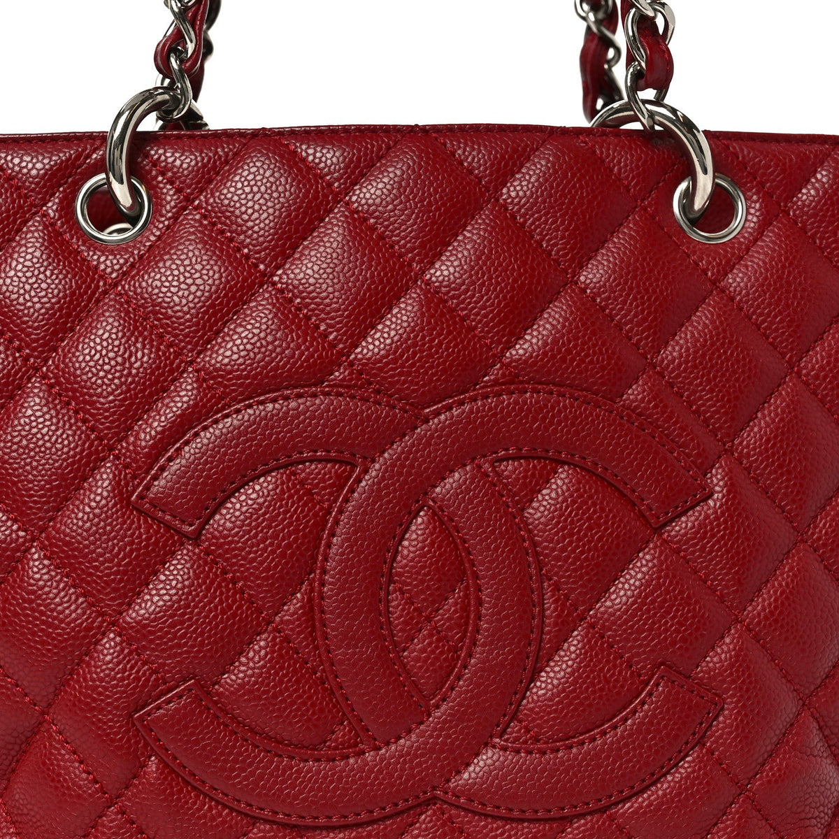 Caviar Quilted Grand Shopping Tote GST Red