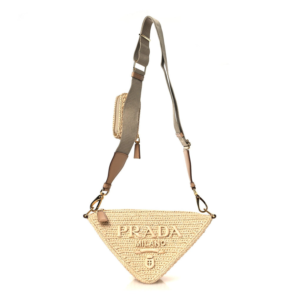 Yarn Raffia Effect Crochet Triangle Shoulder Bag Naturale