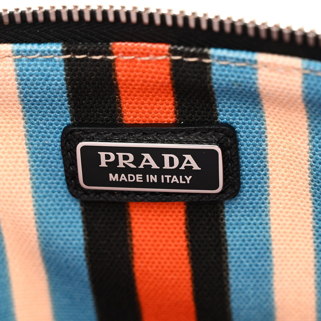 Canvas Baiadera Stripe Wristlet Pouch Arancio