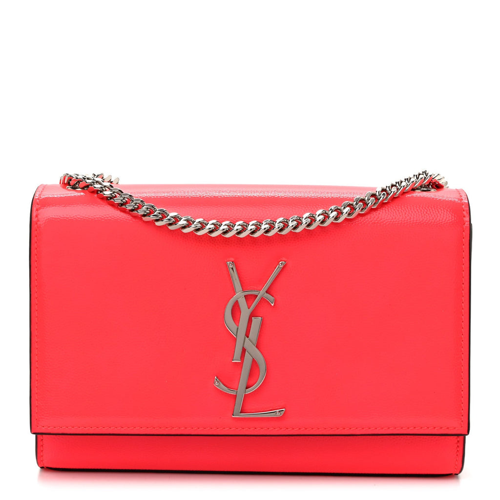 Patent Grain de Poudre Small Monogram Kate Satchel Neon Pink