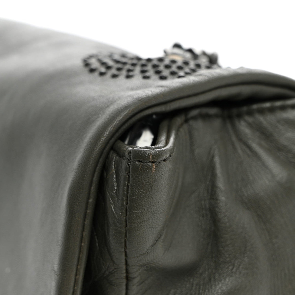 Lambskin Studded CC East West Flap Grey