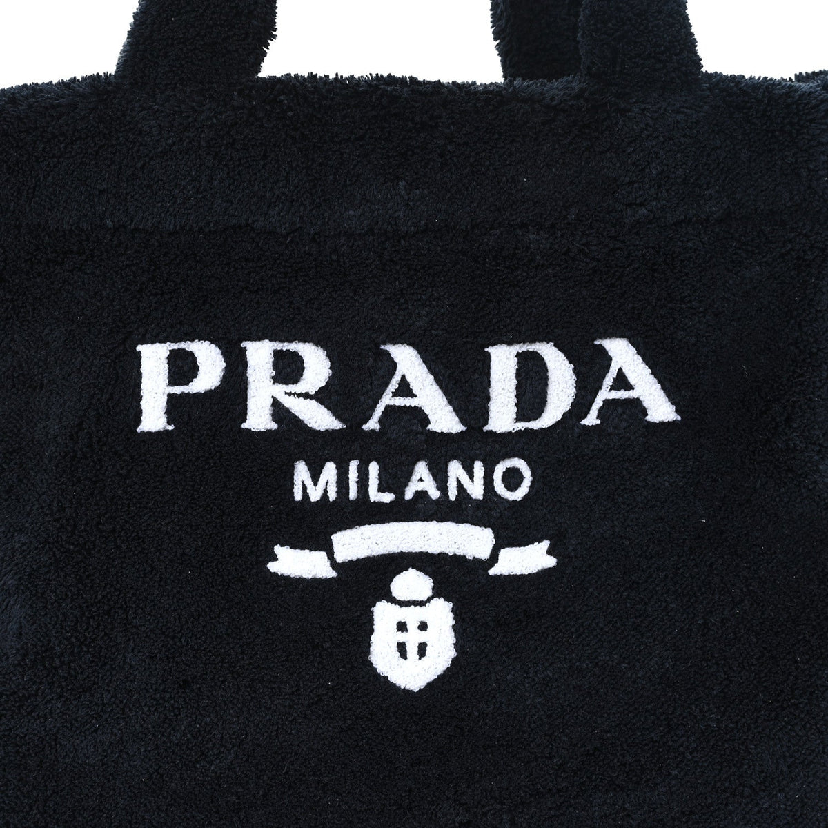 Terry Cloth Tote Bag Black White