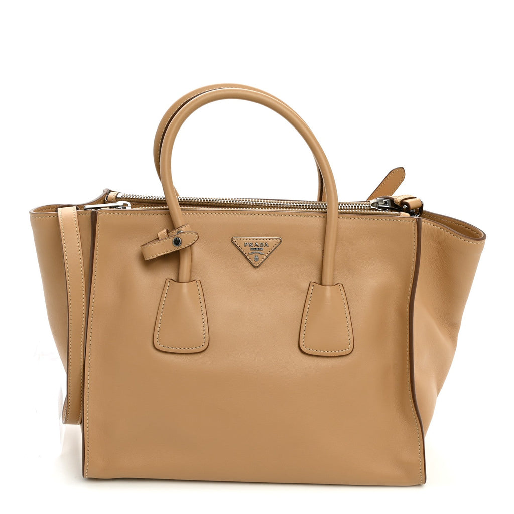 City Calf Twin Pocket Tote Noisette