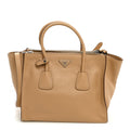 City Calf Twin Pocket Tote Noisette