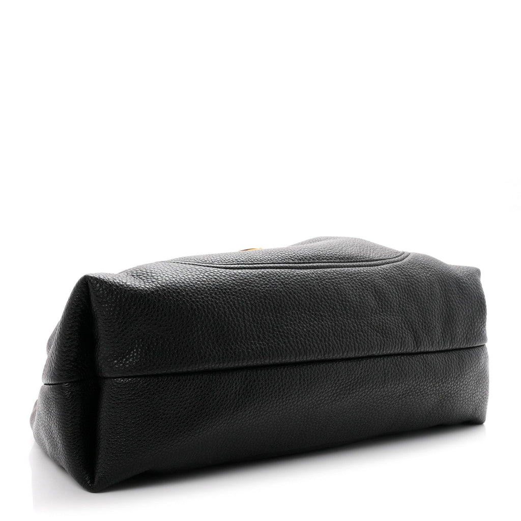 Grained Calfskin Softbit Maxi Shoulder Bag Black