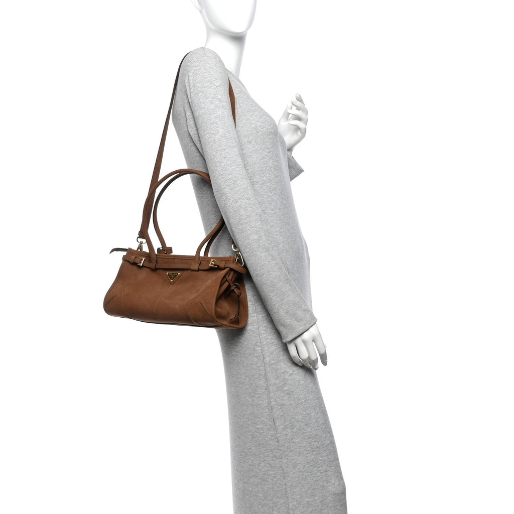 Nubuck Triangle Medium Bonnie Shoulder Bag Cacao