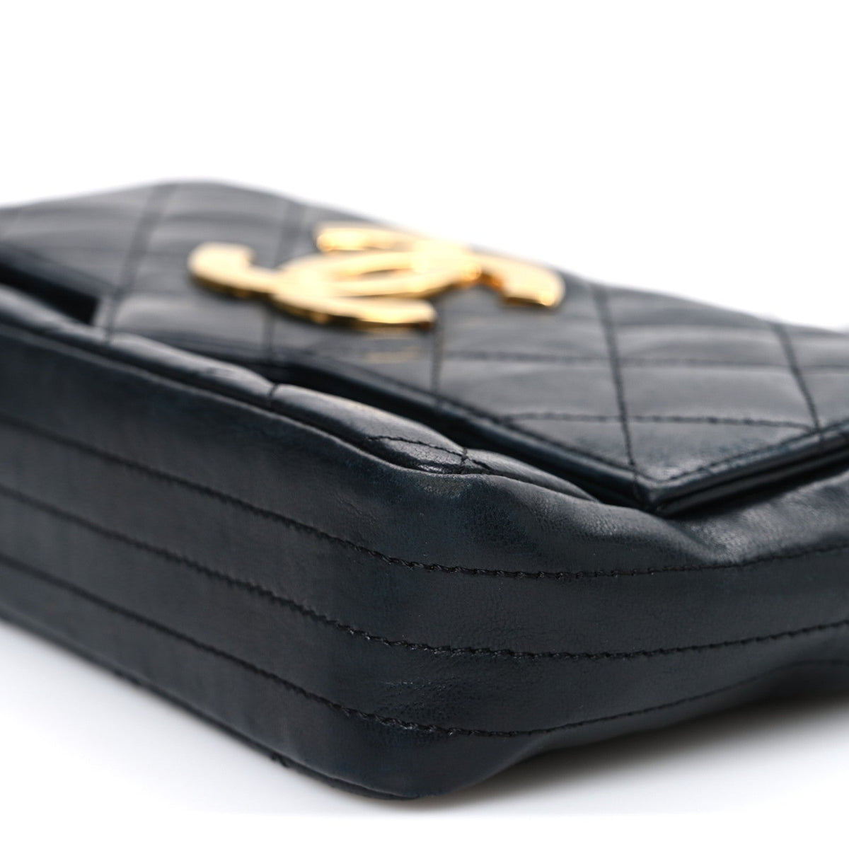 Lambskin Quilted Jumbo CC Small Single Flap Black