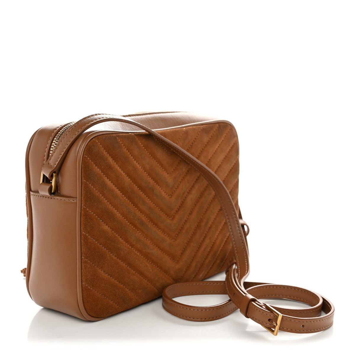 Suede Matelasse Monogram Lou Camera Bag Cinnamon