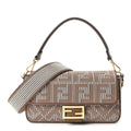 Wool Vitello King Houndstooth FF Embroidered Baguette Beige Moro