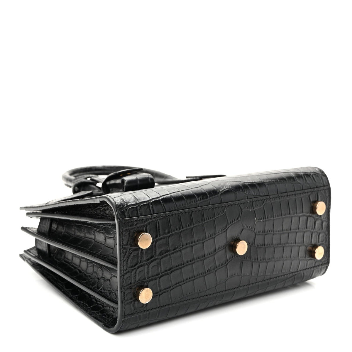 Calfskin Crocodile Embossed Nano Sac De Jour Black