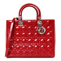 Patent Cannage Large Lady Dior Red
