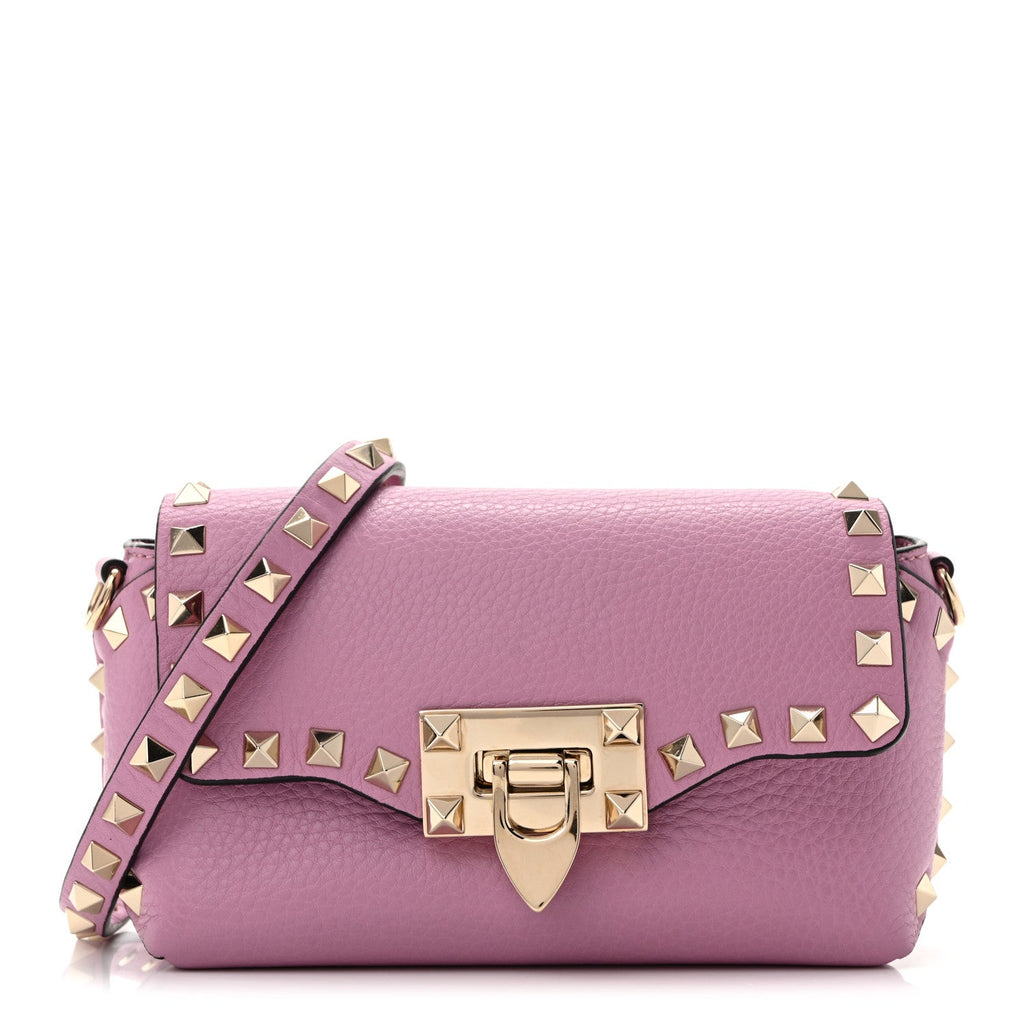 Pebbled Calfskin Mini Rockstud Crossbody Bag Giacinto