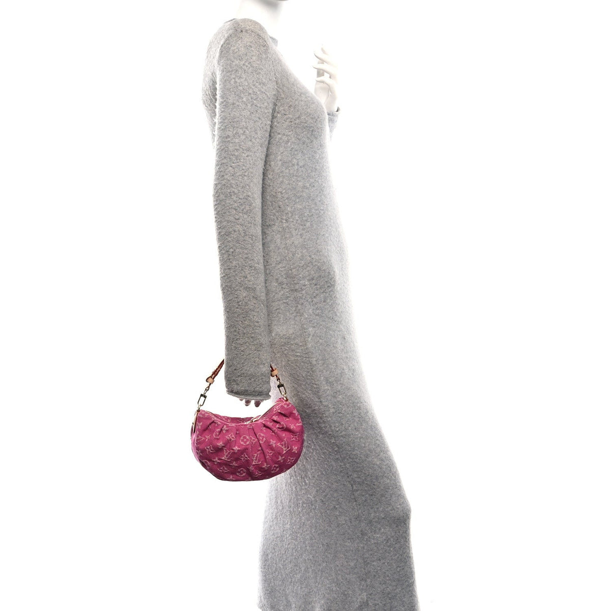 Monogram Denim Pochette Valley Fuchsia