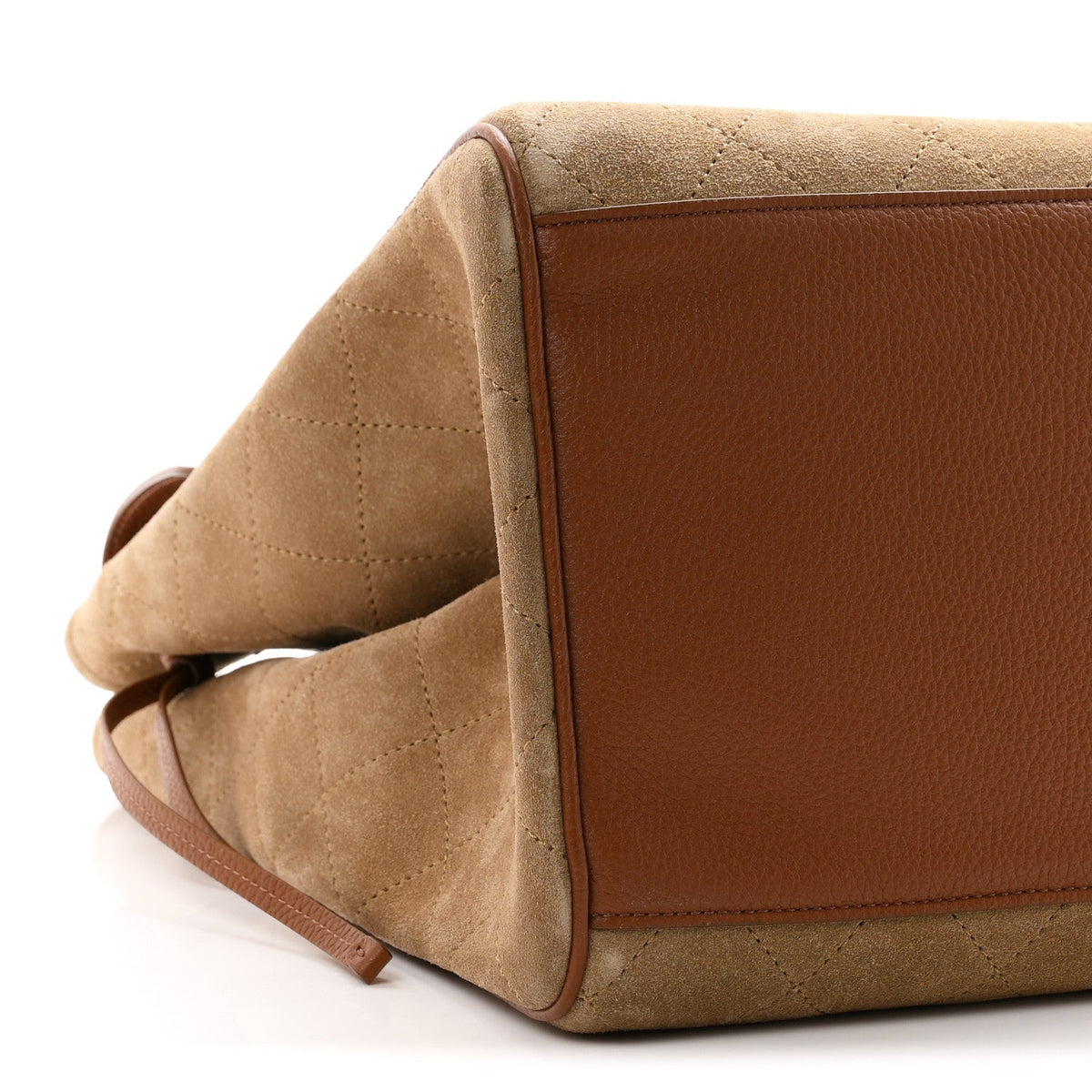 Grained Calfskin Suede Large Urban Essentials Shopping Bag Dark Beige Camel