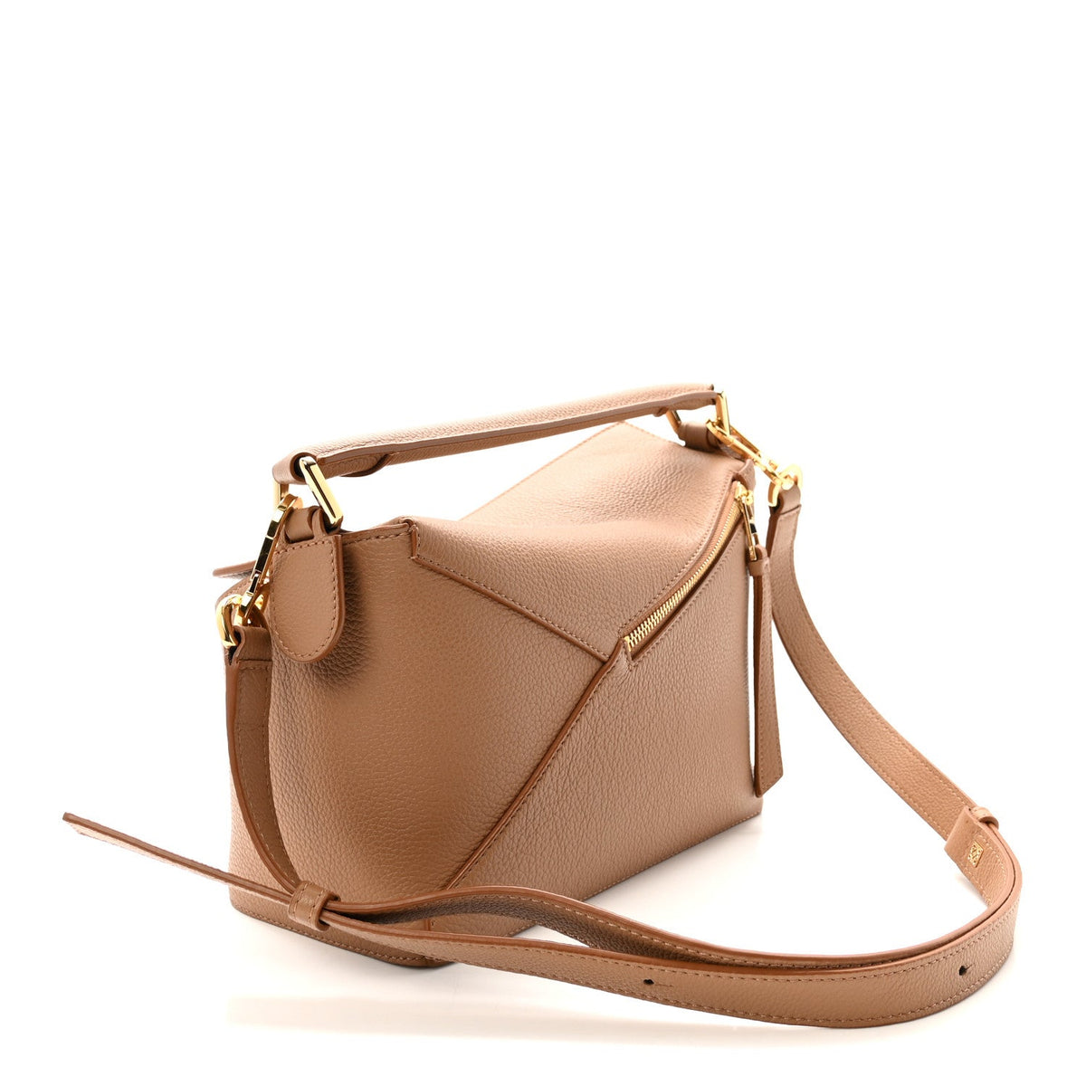 Grained Calfskin Small Puzzle Edge Bag Toffee