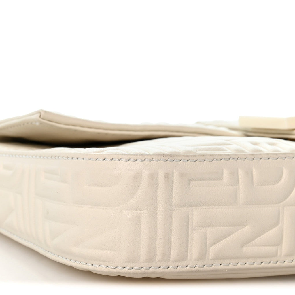 Nappa Logo Embossed Baguette White