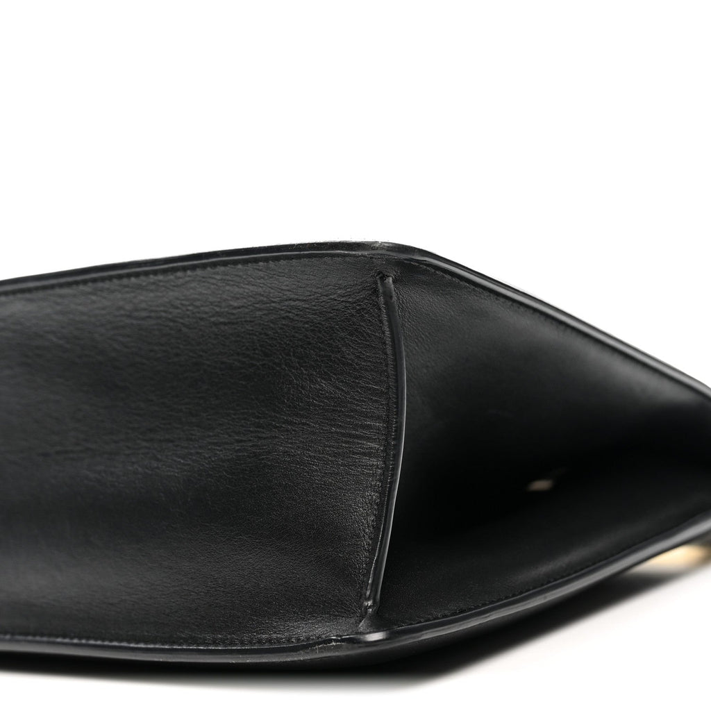Smooth Calfskin Medium Clasp Shoulder Bag Black
