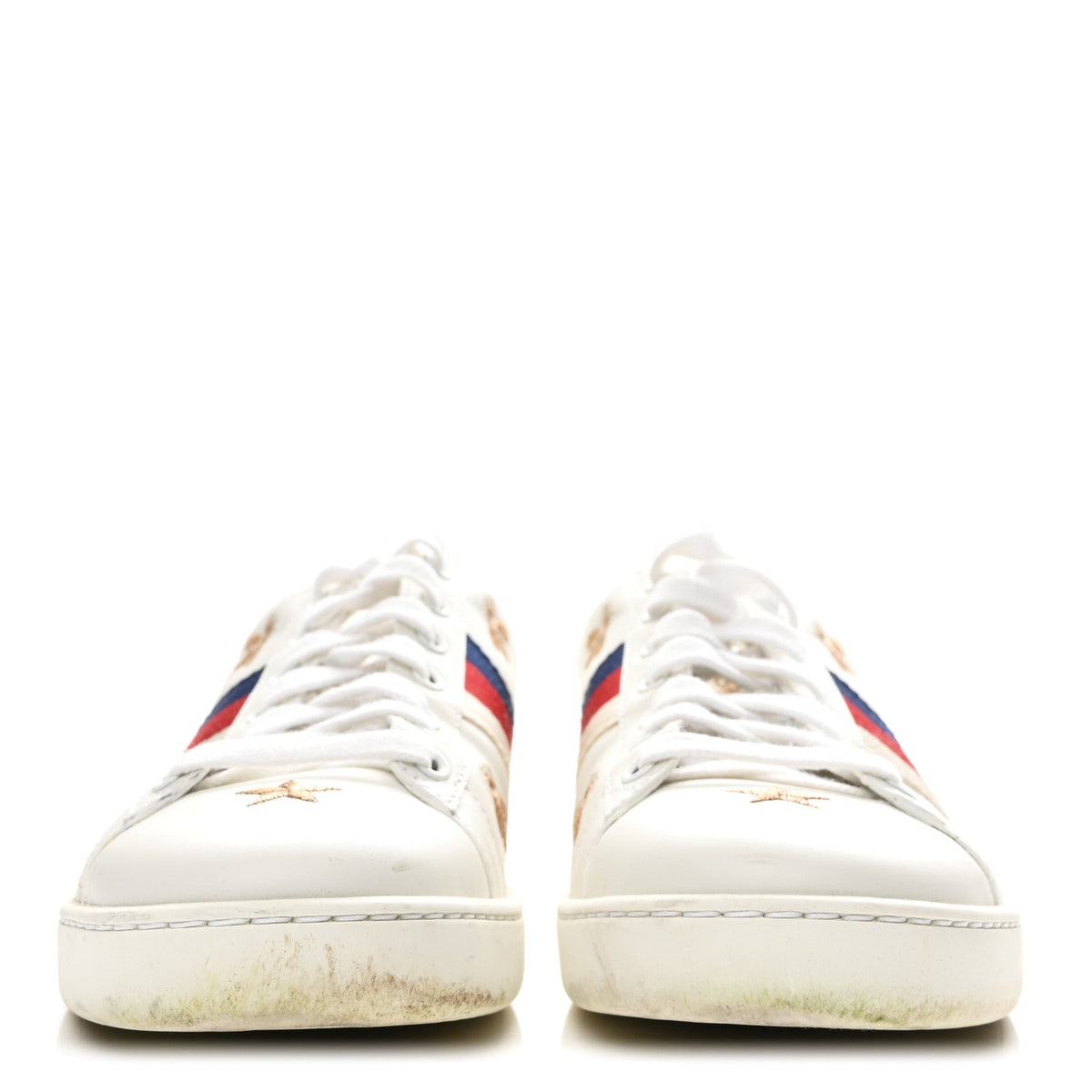 Calfskin Bee Star Embroidered Sylvie Web Ace Sneakers 37.5 White