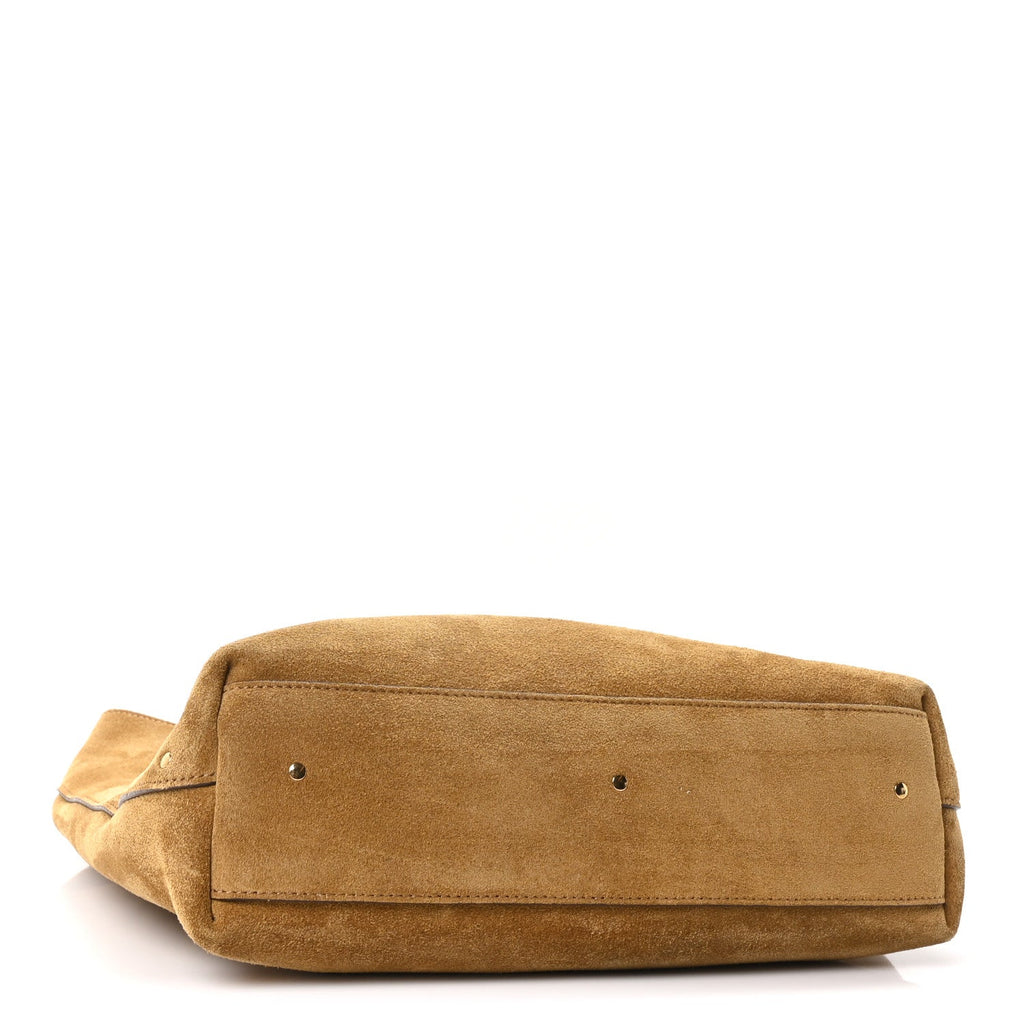 Suede Calfskin Small Marcie Hobo Bag Gold Khaki
