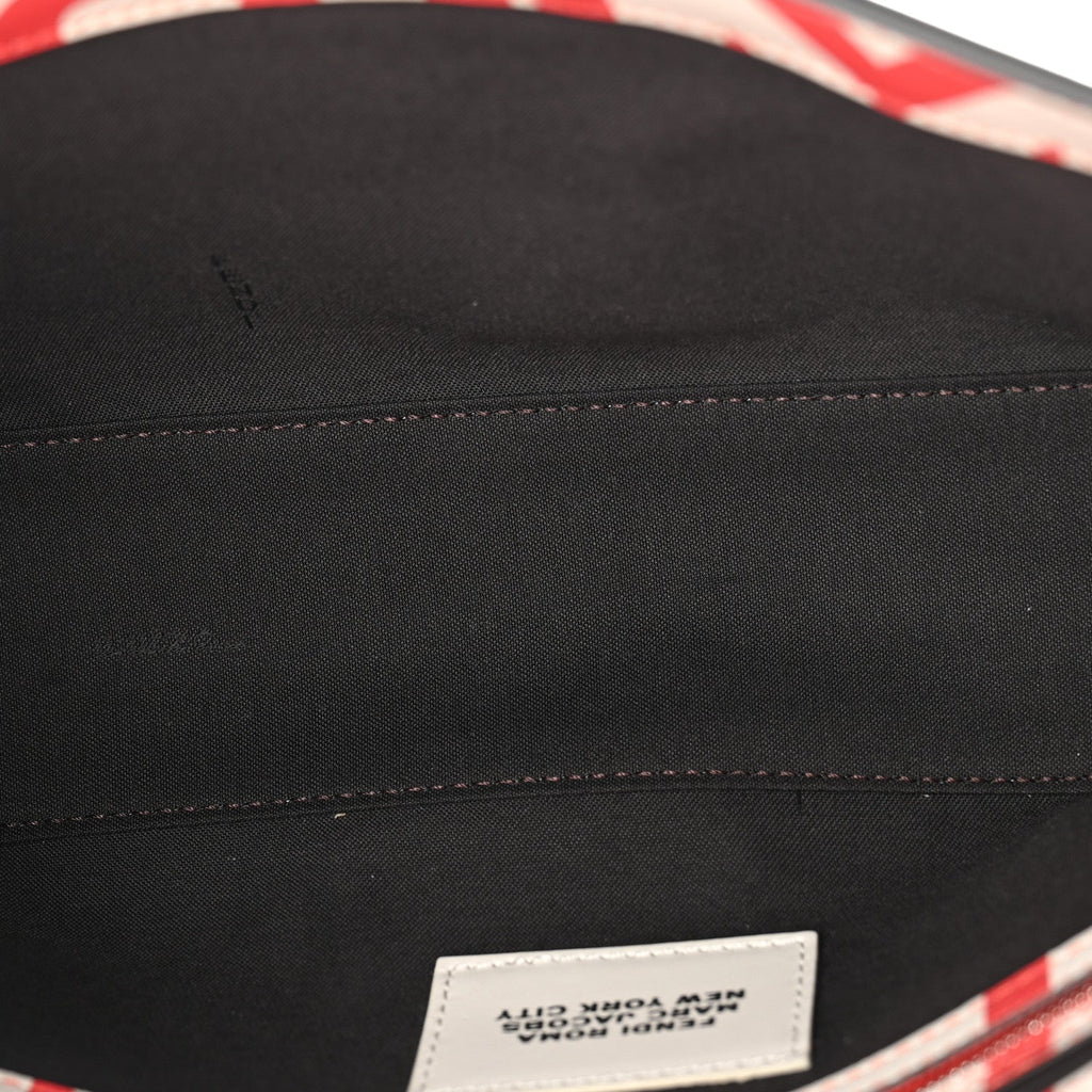 X MARC JACOBS Vitello Seta Logo Print Baguette Glow Coral White