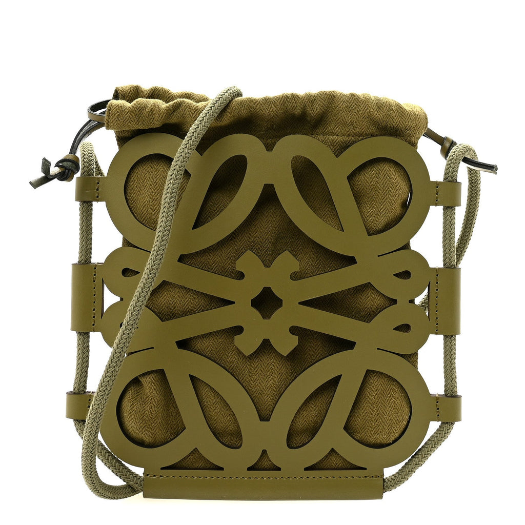 Smooth Calfskin Paula's Ibiza Small Anagram Cutout Tote Olive