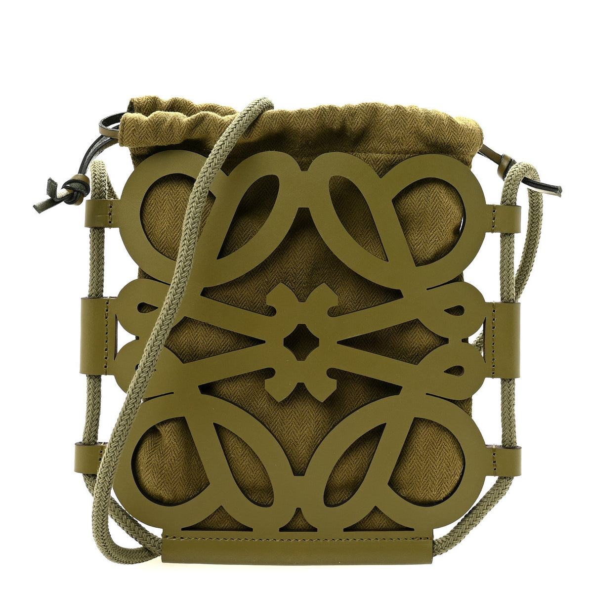 Smooth Calfskin Paula's Ibiza Small Anagram Cutout Tote Olive