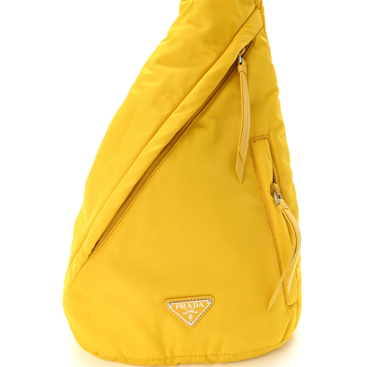 Re-Nylon Vitello Metal Triangle Logo Sling Backpack Giallo