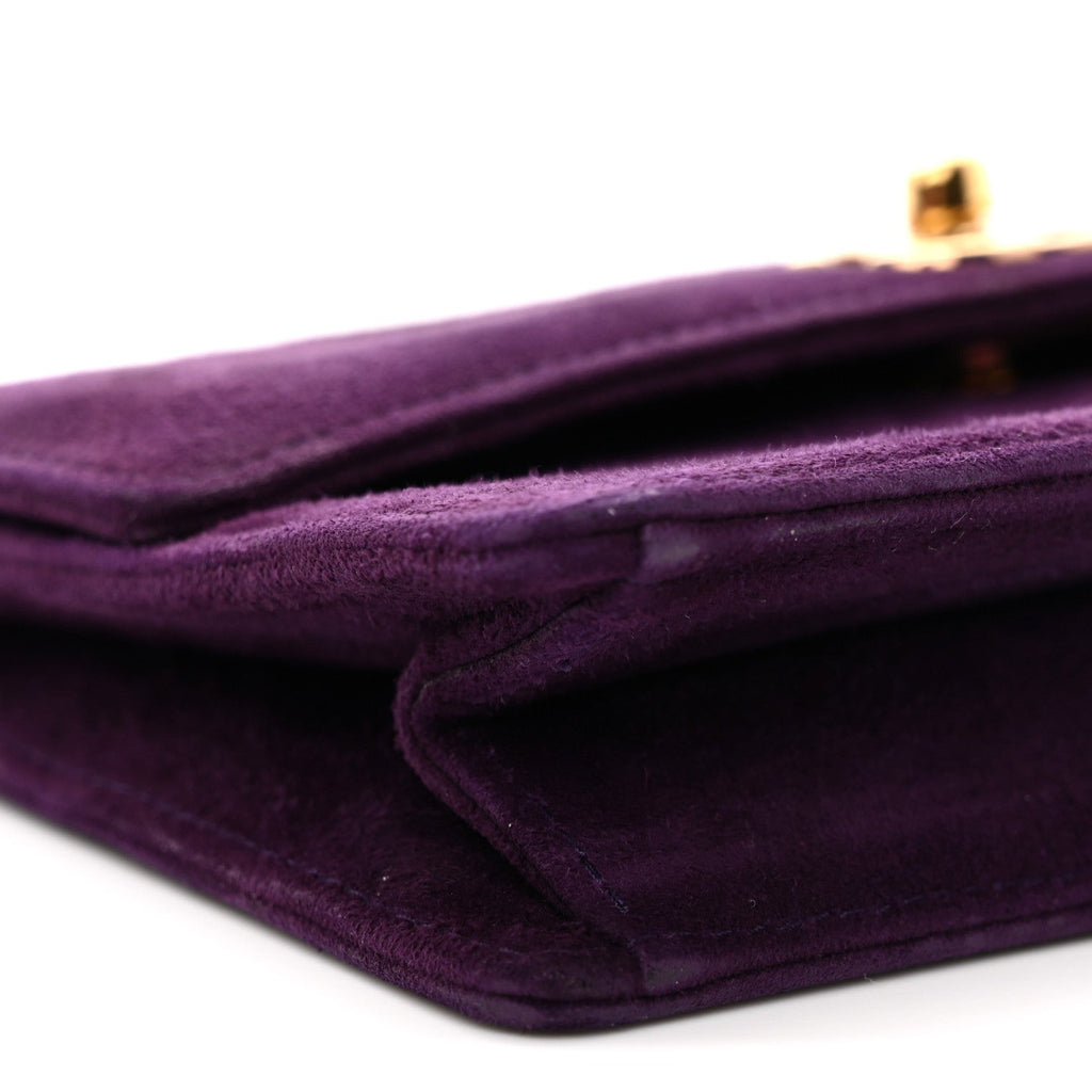 Suede CC Flap Clutch With Chain Purple