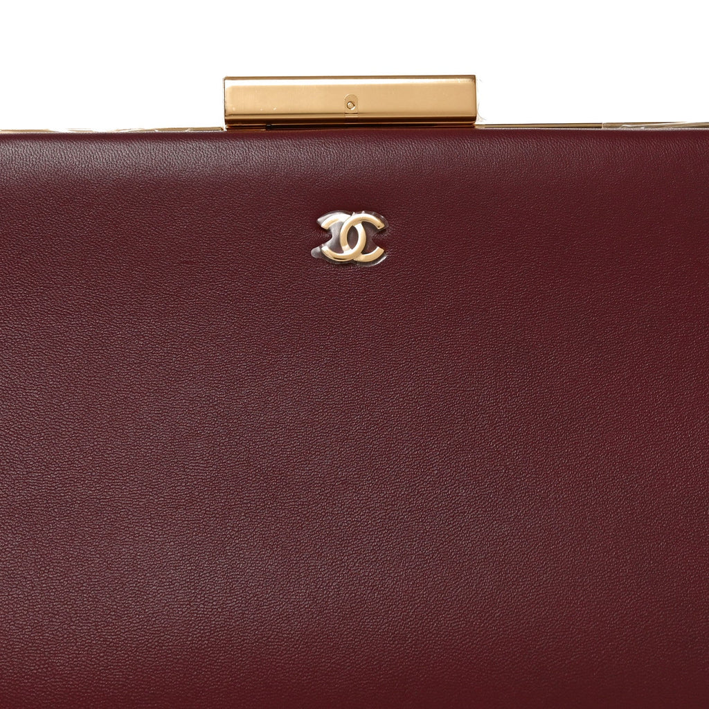 Lambskin Large Clutch Burgundy